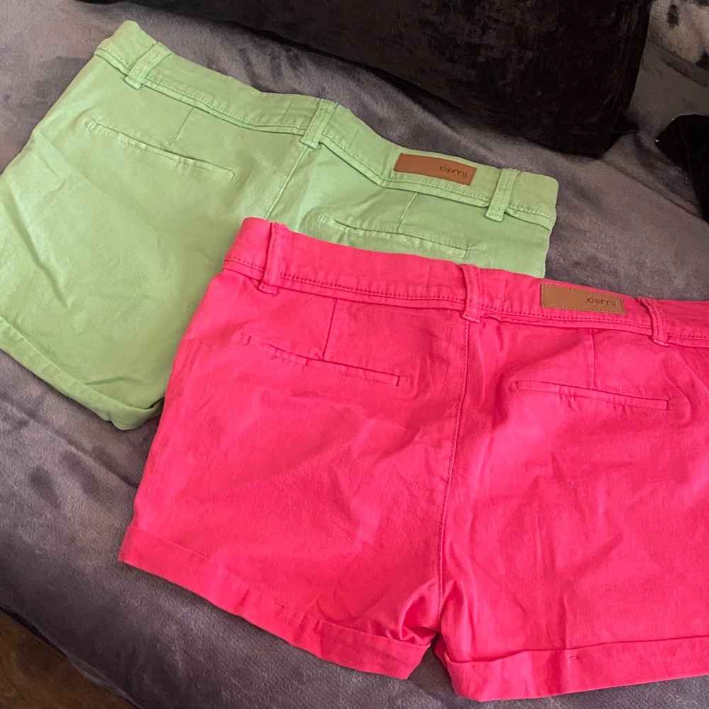 Women’s Cotton Blend Bermuda Shorts - Pink & Green Two-Pack - Picture 2 of 4